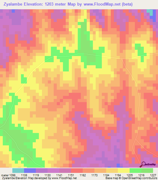 Zyalambe,Malawi Elevation Map