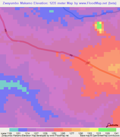 Zwayumbo Makamo,Malawi Elevation Map
