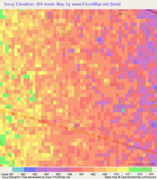 Suruj,Syria Elevation Map
