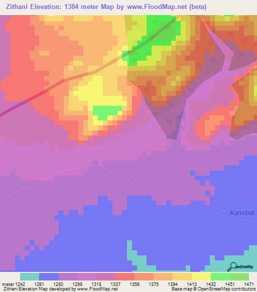 Zithani,Malawi Elevation Map