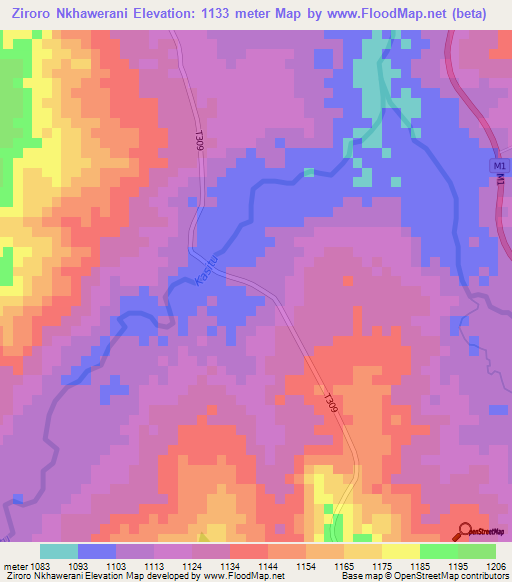 Ziroro Nkhawerani,Malawi Elevation Map