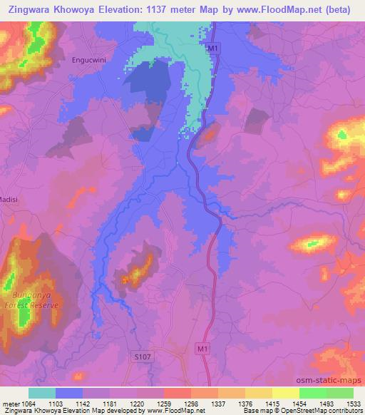 Zingwara Khowoya,Malawi Elevation Map
