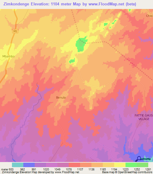 Zimkondenge,Malawi Elevation Map