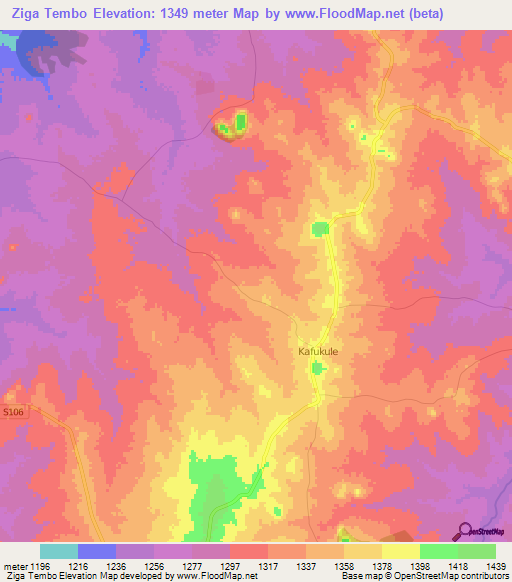 Ziga Tembo,Malawi Elevation Map