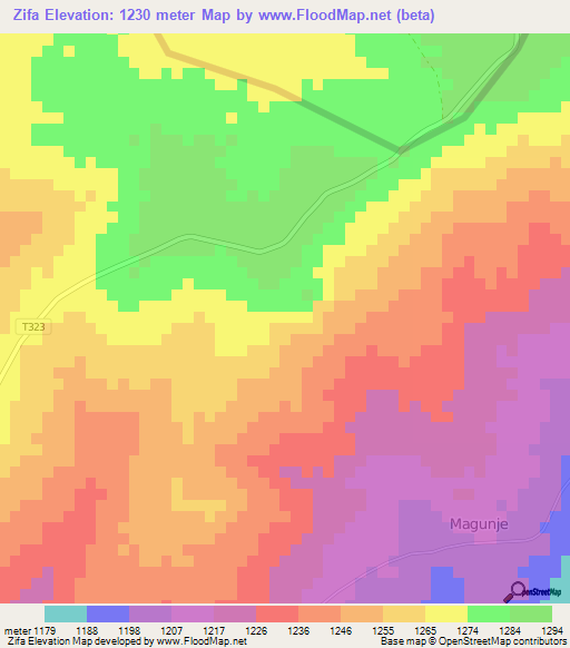 Zifa,Malawi Elevation Map