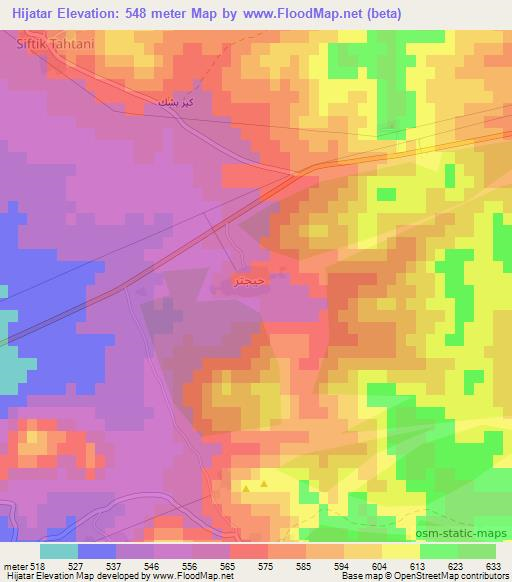 Hijatar,Syria Elevation Map