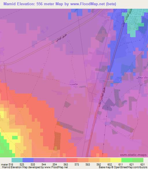 Mamid,Syria Elevation Map