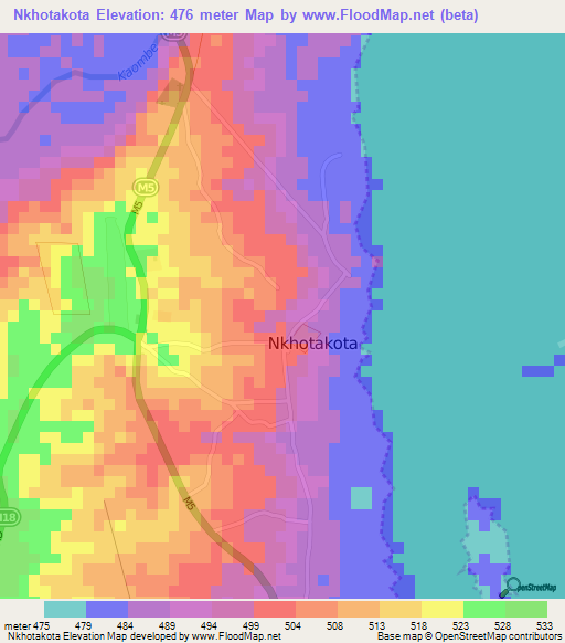 Nkhotakota,Malawi Elevation Map