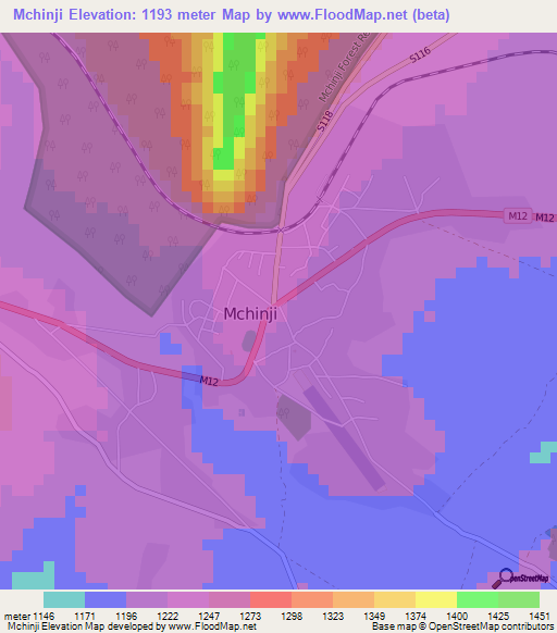 Mchinji,Malawi Elevation Map