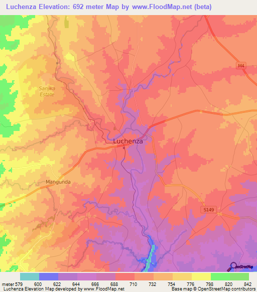 Luchenza,Malawi Elevation Map