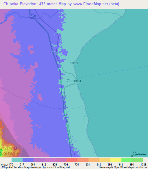 Chipoka,Malawi Elevation Map