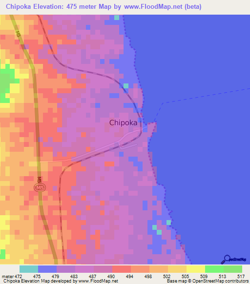 Chipoka,Malawi Elevation Map