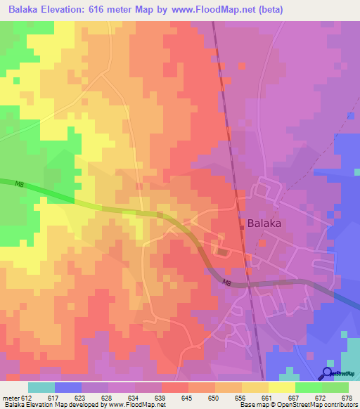 Balaka,Malawi Elevation Map