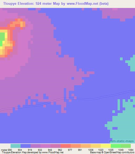 Tloupye,Botswana Elevation Map