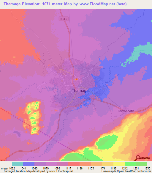 Thamaga,Botswana Elevation Map
