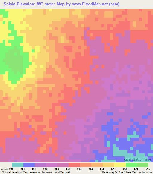 Sofala,Botswana Elevation Map