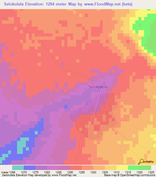 Selokolela,Botswana Elevation Map