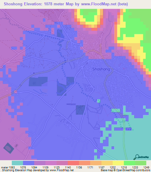 Shoshong,Botswana Elevation Map