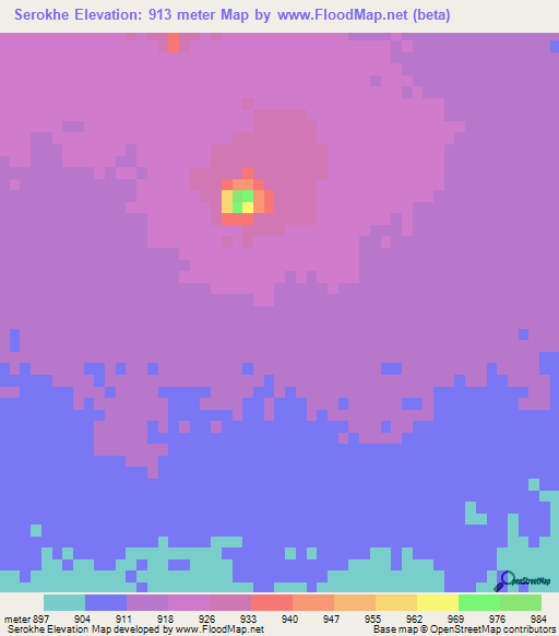 Serokhe,Botswana Elevation Map