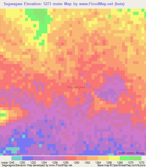 Segwagwa,Botswana Elevation Map