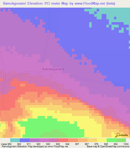 Ramokgonami,Botswana Elevation Map