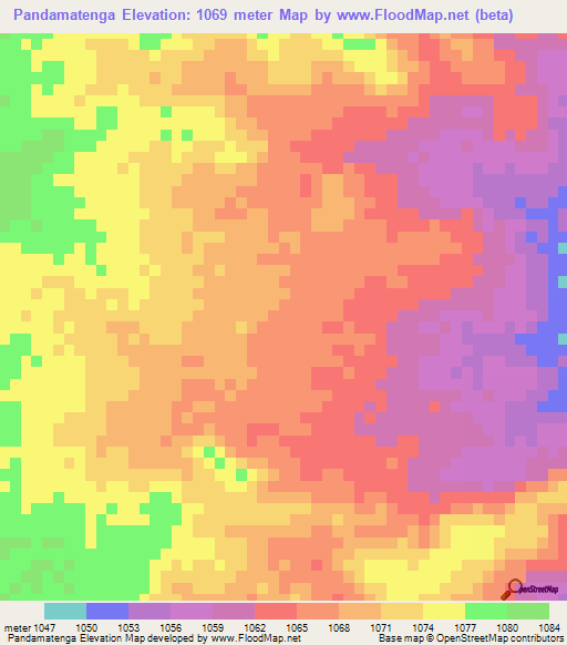 Pandamatenga,Botswana Elevation Map