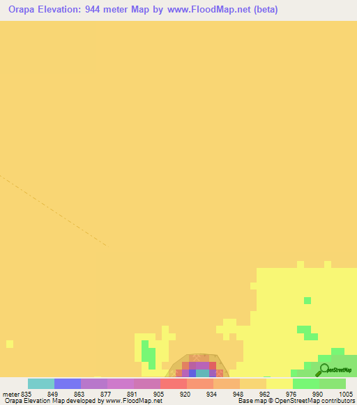 Orapa,Botswana Elevation Map