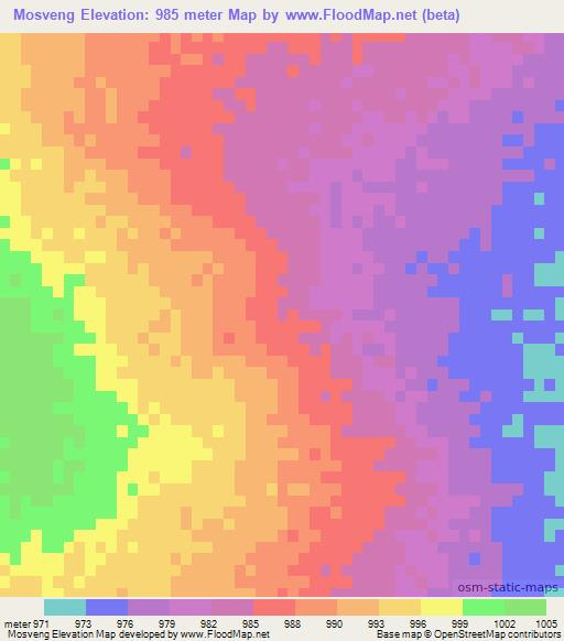 Mosveng,Botswana Elevation Map