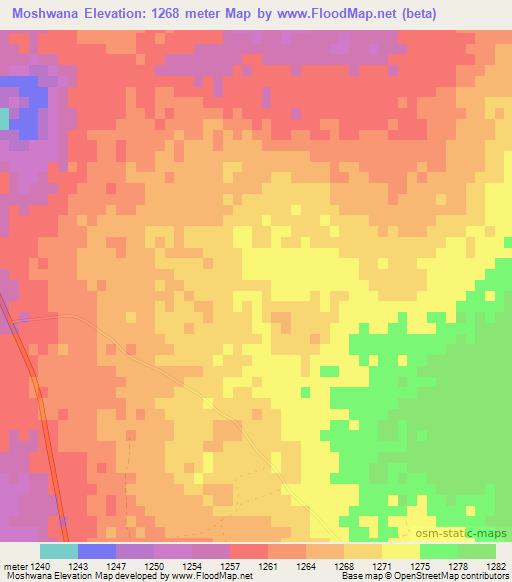 Moshwana,Botswana Elevation Map