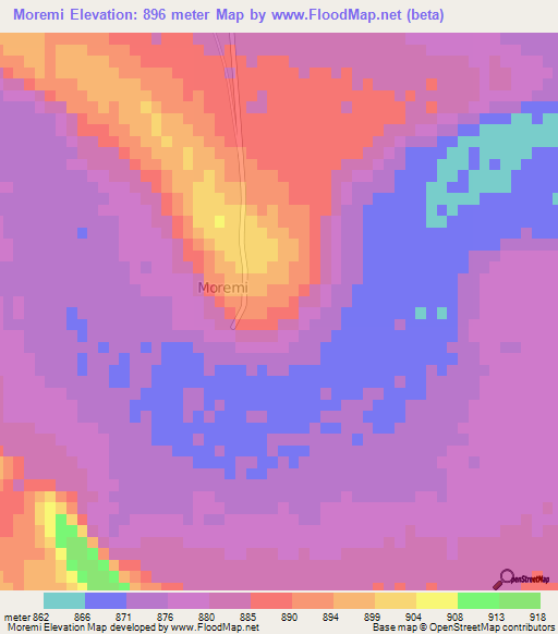 Moremi,Botswana Elevation Map