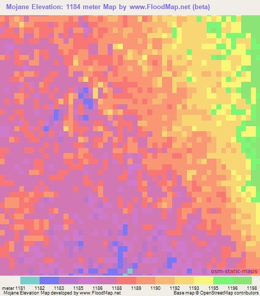 Mojane,Botswana Elevation Map