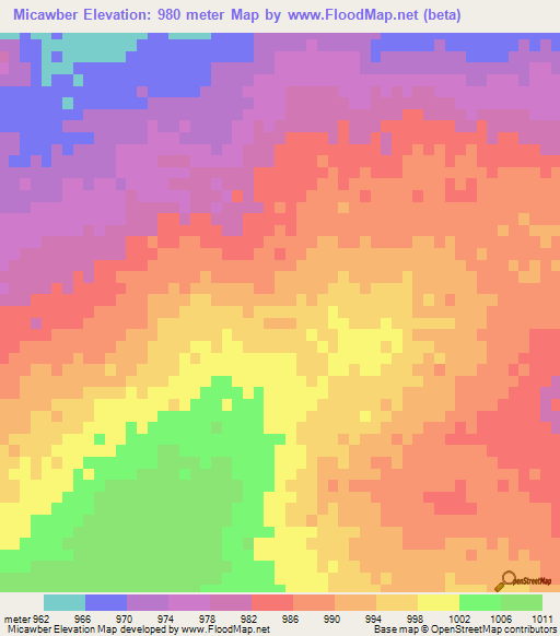Micawber,Botswana Elevation Map
