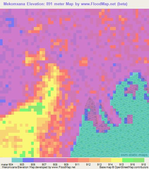 Mekomxana,Botswana Elevation Map