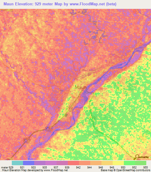 Maun,Botswana Elevation Map