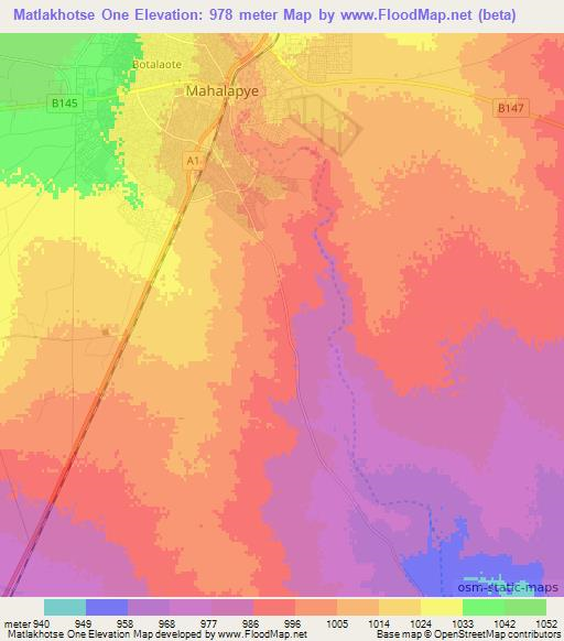 Matlakhotse One,Botswana Elevation Map