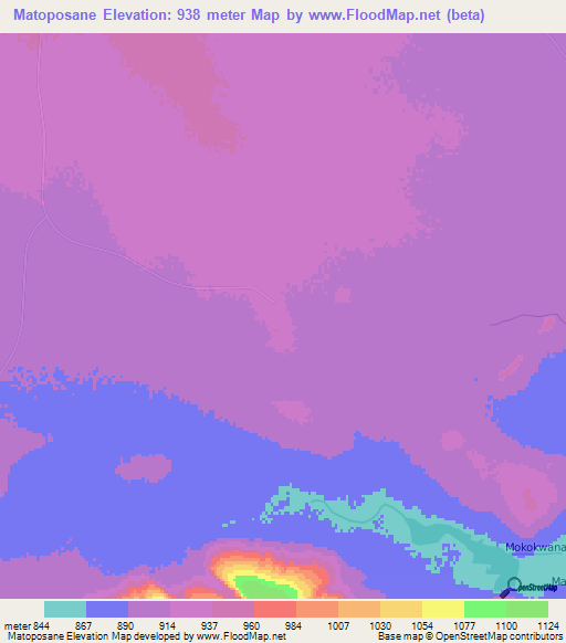 Matoposane,Botswana Elevation Map