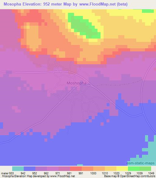 Mosopha,Botswana Elevation Map