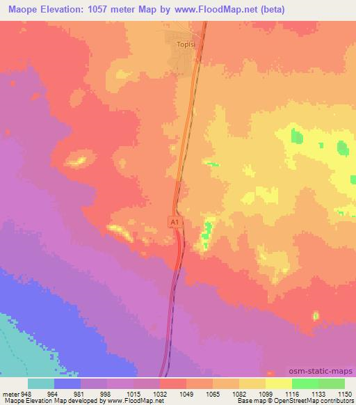 Maope,Botswana Elevation Map