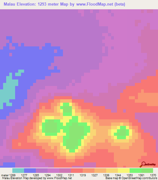 Malau,Botswana Elevation Map