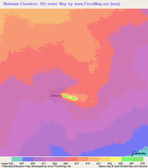 Makwata,Botswana Elevation Map