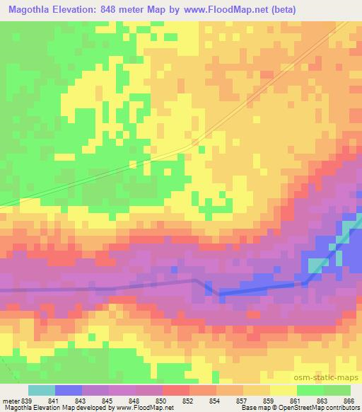 Magothla,Botswana Elevation Map