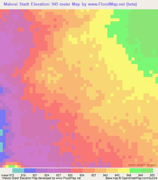 Mabosi Stadt,Botswana Elevation Map