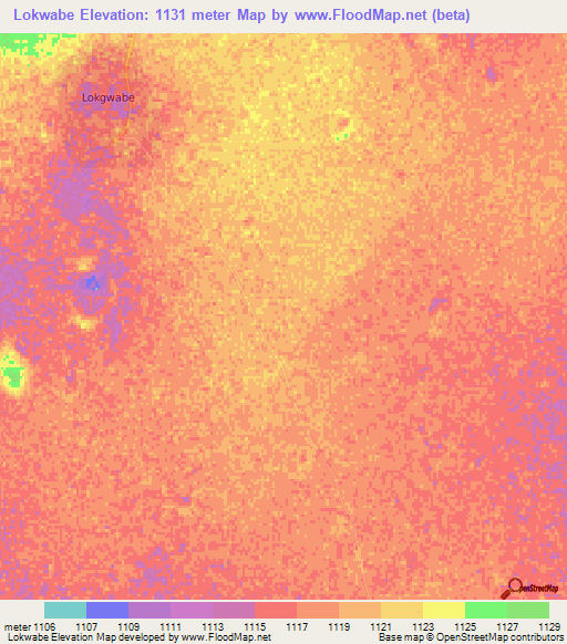 Lokwabe,Botswana Elevation Map