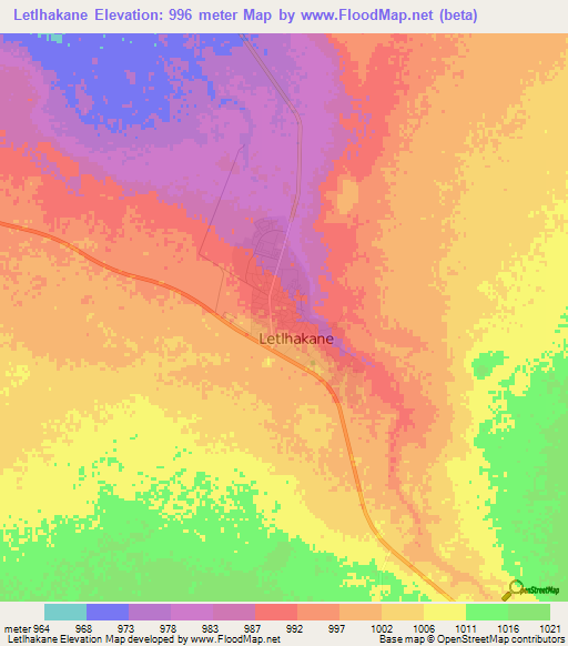 Letlhakane,Botswana Elevation Map