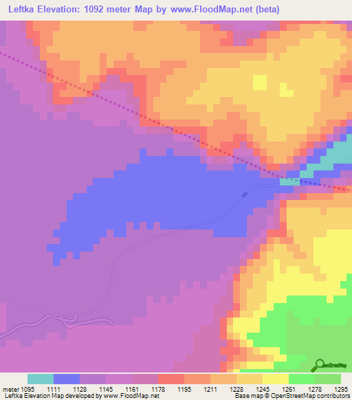 Leftka,Botswana Elevation Map