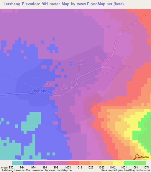 Letsheng,Botswana Elevation Map