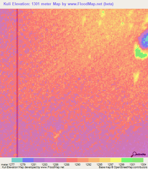 Kuli,Botswana Elevation Map