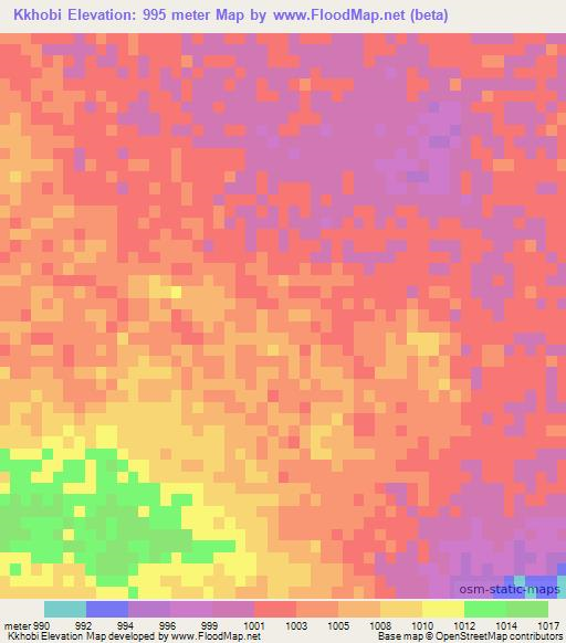 Kkhobi,Botswana Elevation Map