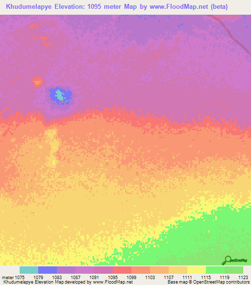 Khudumelapye,Botswana Elevation Map