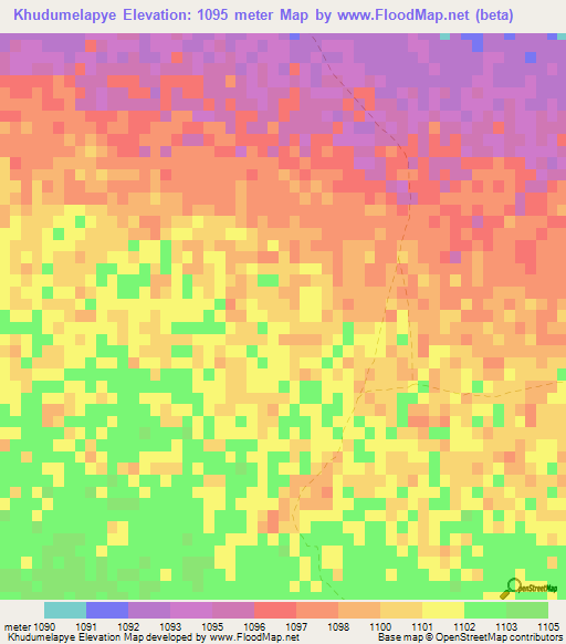 Khudumelapye,Botswana Elevation Map